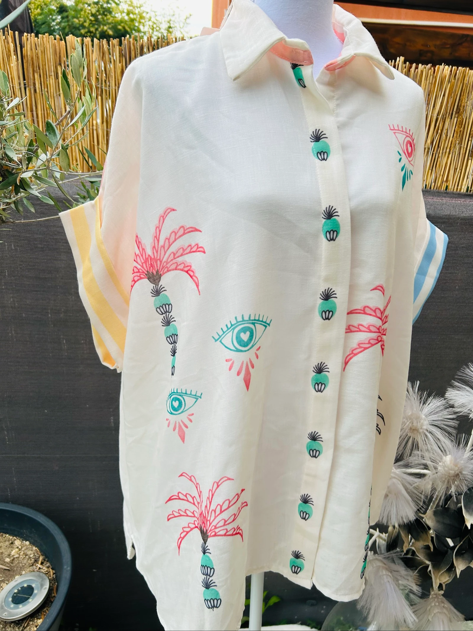 Oversized bohemian blouse with  motif 36-48 – photo 5